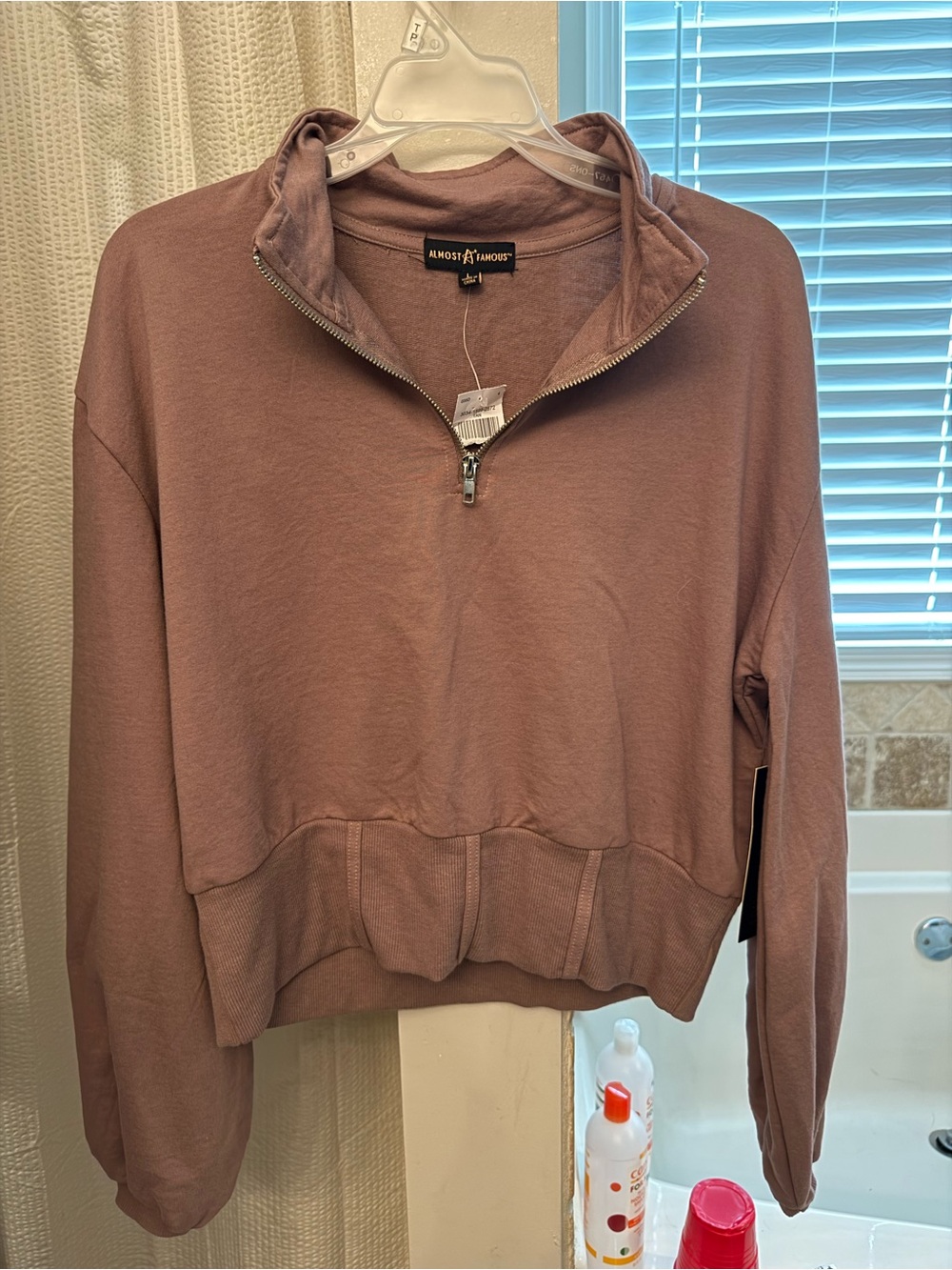 Almost Famous Dusty Mauve Quarter-Zip Pullover Hoodie